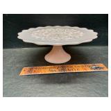 Vintage pink milk glass cake stand