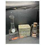 Clock ,bag and lantern