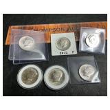 6 Kennedy half dollars