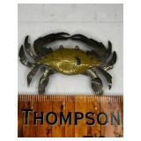 Sterling and brass crab brooch