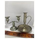 Pewter candle stands