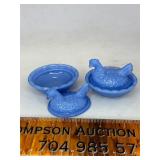 2 mini glass hen on nest