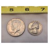 Half dollar and a quarter