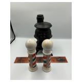 Stove decanter and Avon barber poles