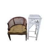 Barrel chair and plant stand
