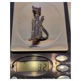 Sterling cat pin