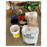 Buckets,straw,grass seed and Pete moss