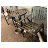 Aluminum bar height table and 2 chairs
