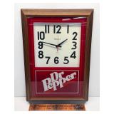 Dr. Pepper clock quartz wood frame glass front