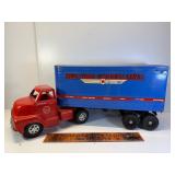 Antique Dunwell tin truck and trailer