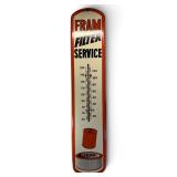 Early 39" Fram filter service tin thermometer
