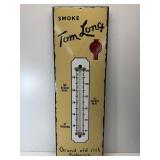 Early TOM LONG advertising enamel thermometer22.5"
