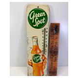 Vintage Green Spot tin thermometer
