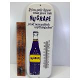 Vintage NuGrape tin thermometer
