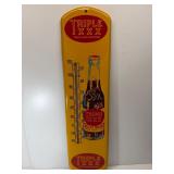 Early tin triple XXX root beer thermometer
