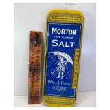 Vintage Morton salt tin thermometer