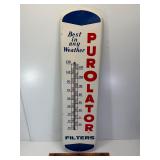 Vintage purolator tin thermometer