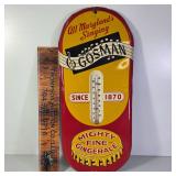 Vintage Gosman Ginger Ale Metal Thermometer