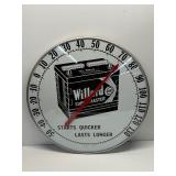 Willard Batteries Thermometer 18" Glass Sign