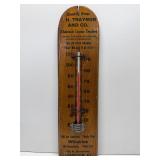 15" antique wood thermometer whiskey advertising