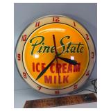 Pine state ice cream double bubble lighted clock