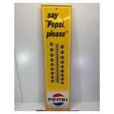 1969 Pepsi embossed tin thermometer