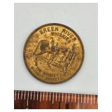 Antique green river whiskey lucky coin
