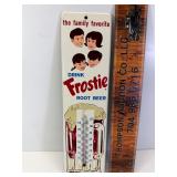 Vintage Frostie root beer tin thermometer
