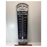 27" Antique porcelain pure gold thermometer