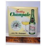 Vintage Champale metal thermometer on cardboard