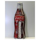 Coke Embossed Tin Thermometer made in USA 17"x5