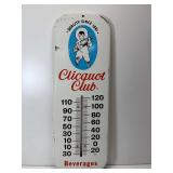 Vintage Clicquot Club beverages thermometer metal
