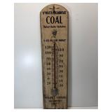 Antique wood thermometer Atwater Pocahontas COAL