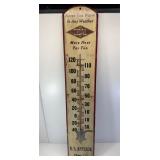 Antique 36" wood premium coal thermometer