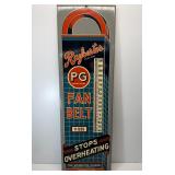 Vintage Raybestos fan belt ad enamel thermometer