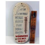 Antique tin Luminall paints thermometer