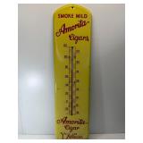 27" Antique Amorita cigars tin thermometer