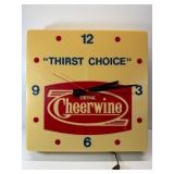 Vintage Working 16" plastic Cheerwine clock