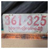 1940 Cardboard NC Tag