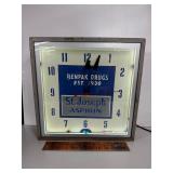 LACKNER NEON CLOCK CO ST JOSEPH ASPIRIN DRUG STORE