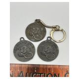 Three vintage Esso keychains