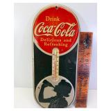 1940 Coca Cola tin thermometer original