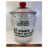 Large glass Toms sandwich jar