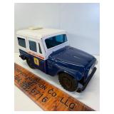 Vintage mail jeep bank tin