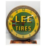 16" antique Lee Tires bubble glass clock