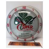 16" clover, brand dairy bubble clock