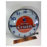 Vintage Orange Crush glass clock