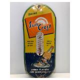 Vintage Drink Sun Crest Tin Litho Thermometer