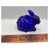 Blue glass bunny dish