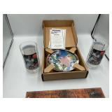 Nolan Ryan collector plate and glasses